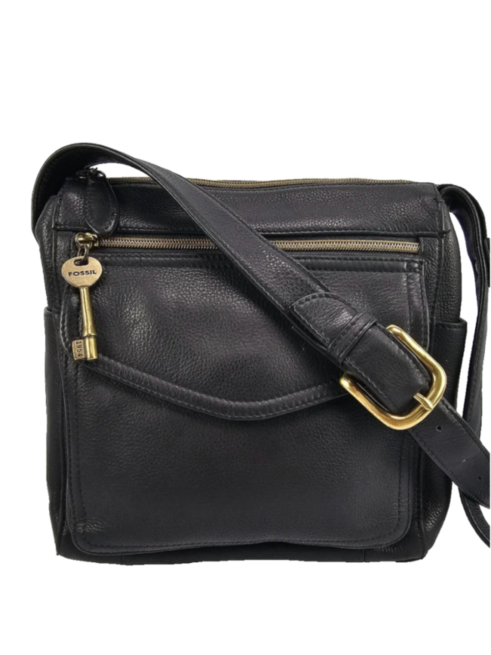 Fossil Vintage 90s small Black Crossbody Leather with Key